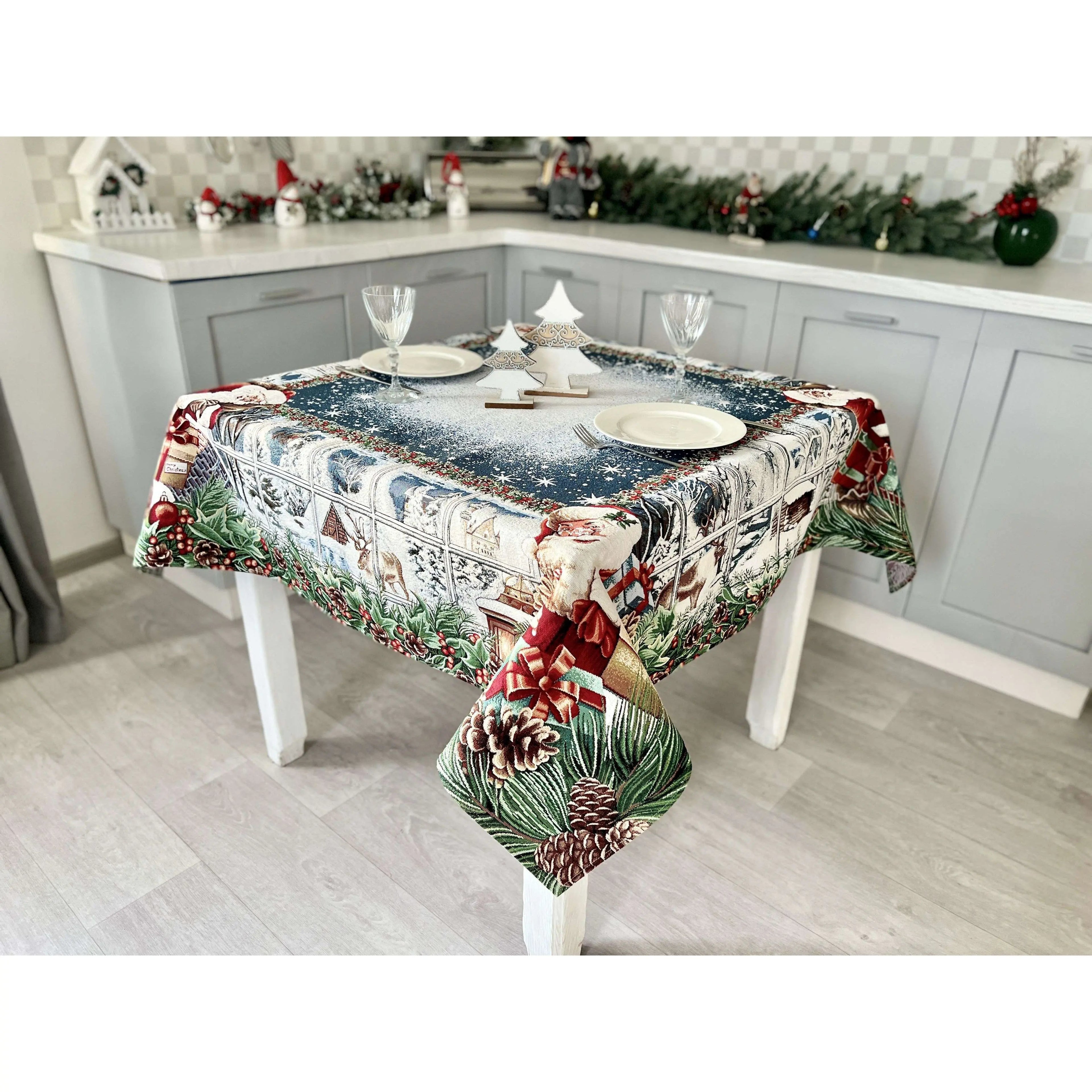 Christmas tapestry tablecloth «WINDOW» With microfibre Limaso Textile