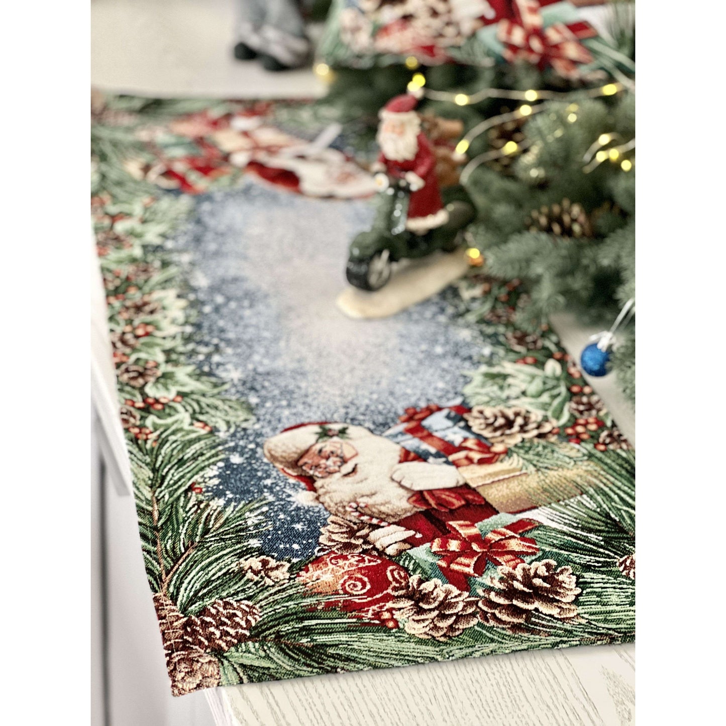 Christmas Tapestry Table runner «WINDOW» With microfibre