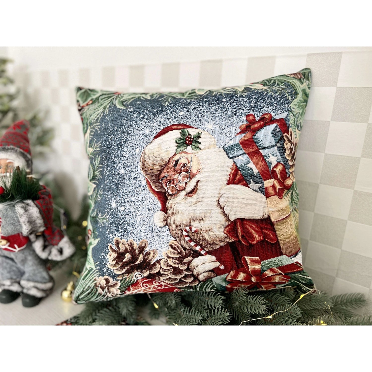 Christmas tapestry cushion cover «WINDOW» With microfibre Limaso Textile