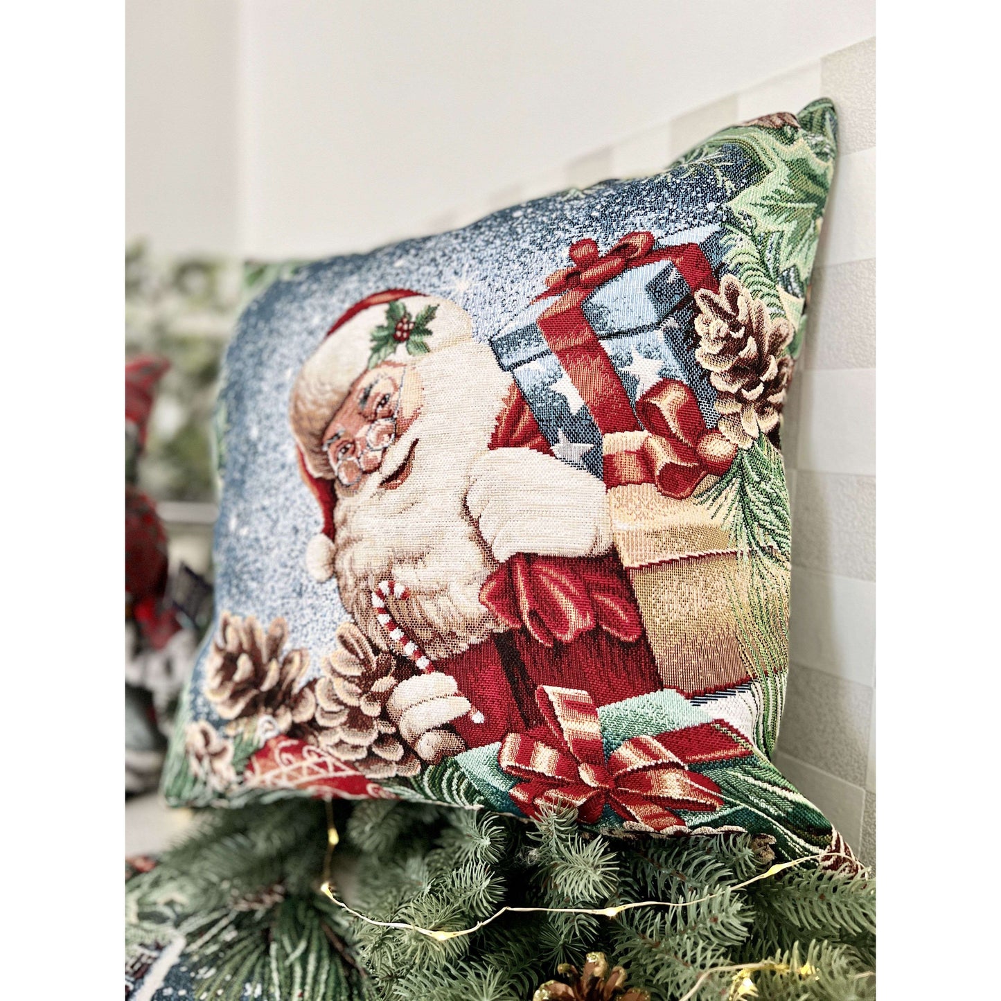 Christmas tapestry cushion cover «WINDOW» With microfibre