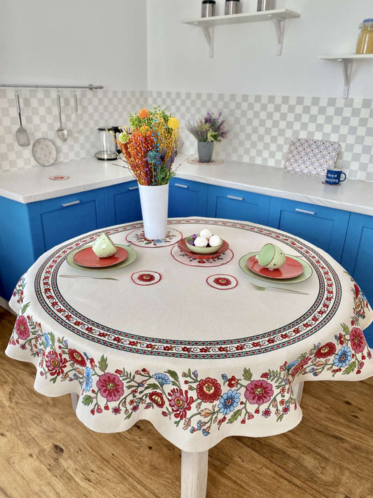 Buy Round Tablecloth tapestry "Etno Flower" UK Textil4Family